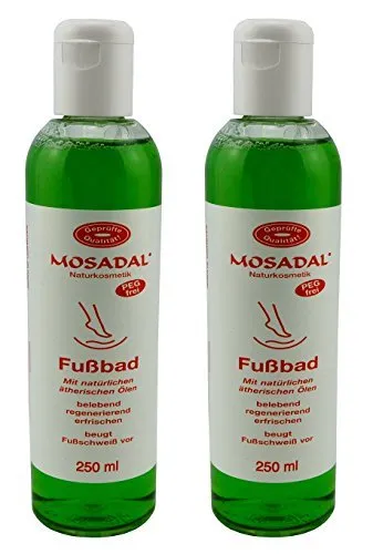 2x Mosadal Fußbad 250ml Lotion PEG-frei, mit natürlichen ätherischen Ölen, beugt Fußschweiß vor, belebend