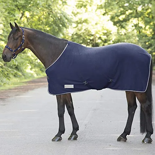 Waldhausen Fleecedecke Economic - navy 145 cm - Reiten, hochwertige Abschwitzdecke aus Fleece mit Kreuzgurt für optimalen Sitz und Wärmeisolierung, ideal für Ihr Pferd nach dem Training.