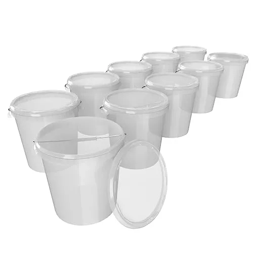 Eimer mit Deckel 30 Liter Made in Germany - lebensmittelecht stabil luftdicht Vorratseimer für Aufbewahrung von Lebensmittel Büromaterial Kinderzimmer Haushalt Werkstatt und Gastronomie Transparent 10