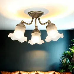 Florale Deckenleuchte in Weiß und Bronze - E14 Glas Messing - Elegante Deckenlampe im Florentiner Stil aus echtem Messing und Glas, handgefertigt in Italien. Ideal für stilvolle Wohnräume und schafft einzigartige Licht-Erlebnisse.