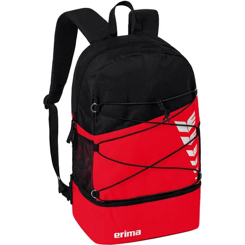 Erima Six Wings Rucksack Rot / Schwarz - Sonstige Sporttaschen mit geräumigem Hauptfach, separatem Bodenfach für Schuhe und abnehmbarer Balltasche, ideal für alle Sportarten und Aktivitäten.