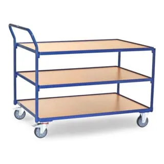 Fetra Tischwagen 2756 - Robuster Tischwagen aus Metall und Holz mit 3 Etagen, ideal für schwere Lasten bis 300 kg. Perfekt für Werkstätten und Lager. Made in Germany.