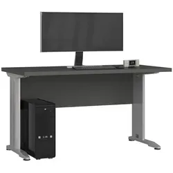 Raumhirsch Furniture Schreibtisch Graphit, 135x76x60 cm - Moderner Schreibtisch mit stabiler Metallkonstruktion und großzügiger Arbeitsfläche. Ideal für Home-Office oder Büro, mit praktischem Kabelmanagement und hoher Belastbarkeit durch massive Arbeitsplatte.