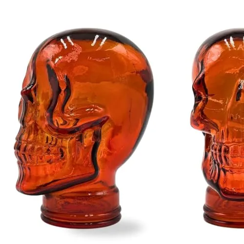 DESIGN DELIGHTS Totenkopf Glaskopf - Ständer für Kopfhörer & Deko-Schädel in hot orange - Stylisch und vielseitig: Der Totenkopf Glaskopf ist nicht nur ein praktischer Kopfhörerständer, sondern auch ein auffälliges Dekoobjekt, das jedem Raum Charakter verleiht.