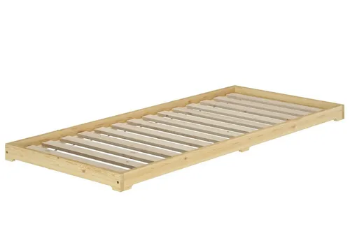 ERST-HOLZ Bett Extra Niedriges Futonbett 100x200 cm aus Kiefer - Praktisches Futonbett aus massivem Kiefernholz, ideal für Kinder und Jugendliche. Mit nur 9 cm Höhe bietet es Sicherheit und ein gemütliches Schlafgefühl. Schneller Aufbau und vielseitig einsetzbar.