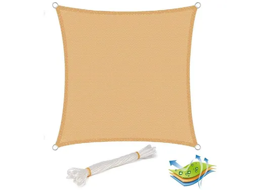 Woltu Sonnensegel HDPE, Atmungsaktiv mit UV-Schutz in Sand - Hochwertiges Sonnensegel aus wetterfestem HDPE, blockiert 90% der UV-Strahlung. Ideal für Garten, Pool und Camping. Einfache Montage mit Abspannleinen und Metallringe. Erhältlich in verschiedenen Größen und Formen.