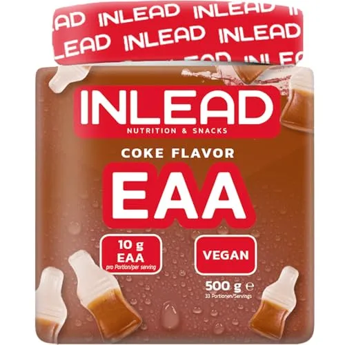INLEAD - EAA Pulver | 10.000mg essentielle Aminosäuren pro Portion | Unterstützt Muskelschutz, Regeneration & Leistungsfähigkeit | Optimale Löslichkeit - 500g (Cola)