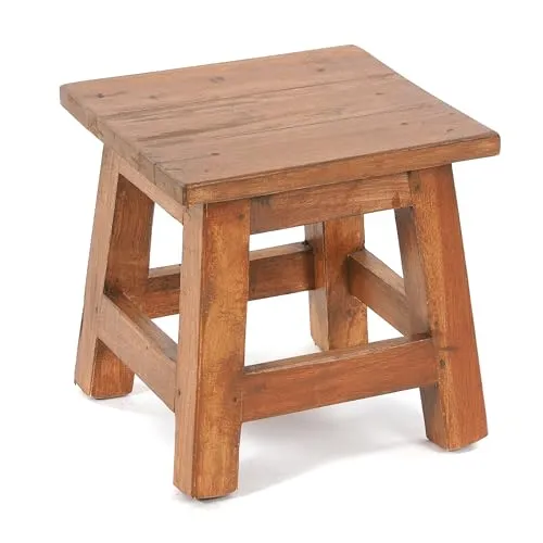 DESIGN DELIGHTS RUSTIKALER Vintage FUSSHOCKER PALO - Hocker fürs Kinderzimmer, aus massivem Mahagoniholz und im angesagten Vintage Look, perfekt als Beistelltisch oder Sitzgelegenheit.