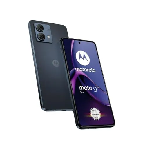 Motorola Moto G84 PAYM0008PL Smartphone - Blau - Handy ohne Vertrag mit 5G, 12 GB RAM und 256 GB Speicher. Erlebe brillante Fotos dank der 50-MP-Kamera und ein hochauflösendes pOLED-Display mit 120 Hz Bildrate.