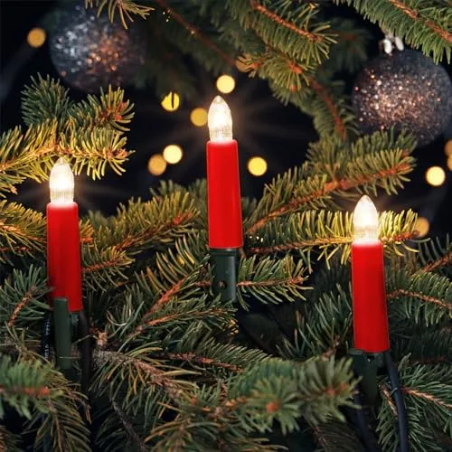CLGarden Premium NARVA Außenlichterkette mit 20 Kerzen Spitzkerze warmweiss außen Beleuchtung Christbaumkette mit Clip inkl. 3 Ersatzlampen