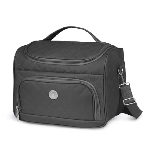 KINSTON Kulturbeutel Kosmetiktasche (Beauty Case) mit abnehmbaren Trennwänden, große Kapazität, zum Aufhängen, Fächer, Tragegriff & Schultergurt – Reise-Organizer für Bad & Koffer
