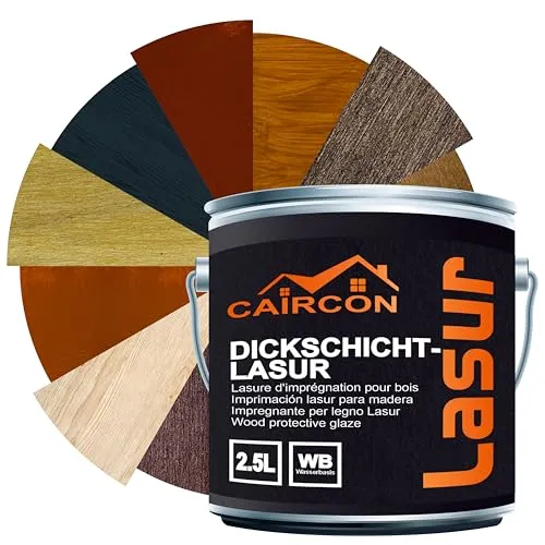 Holzlasur 2in1 Holzschutzlasur Dauerschutzlasur Dickschichtlasur - Ebenholz 2,5L