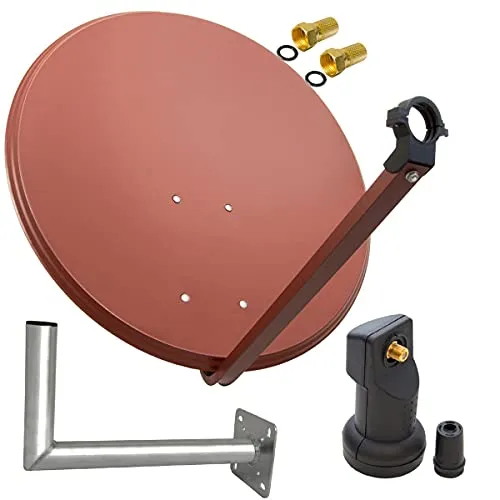 Premium X Satelliten-Komplettanlage 80cm - Ziegelrot - SAT-Antenne 80 cm aus pulverbeschichtetem Stahl für optimalen Empfang | Wasserdichter LNB und Wetterschutzgehäuse sorgen für langfristige Zuverlässigkeit | Unterstützt 4K Ultra HD, ideal für alle Satelliten.