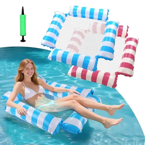 2Packed Wasserhängematte, Pool Aufblasbar Wasser Hängematte，Luftmatratze Pool Faltbare, Klein und tragbar, einfach zu bedienen (A)