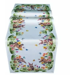 texpot Tischdecke Tischläufer Druck Osterhase Blumenwiese Ostern (1-tlg) bunt rechteckig | 40 cm x 140 cm