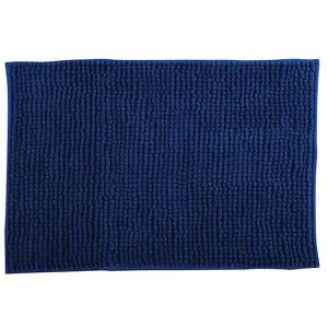 MSV Badematte Badteppich Chenille, 60 x 90 cm, blau, aus 100 % Polyester, rutschfest