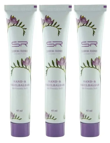 varivendo Handcreme Hand- & Nagelbalsam Freesie 3x 45ml + Notizblock Tube, 3-tlg., Handbalsam Handcreme Nagelpflege Hautpflege Creme