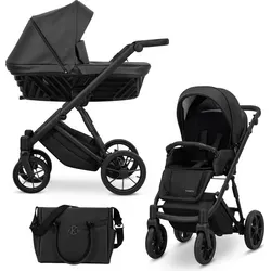 Kinderwagen IVENTO Sportwagen Babywagen Babyschale Komplettset Kinder Wagen Set 2 in 1 (Black Pearl, Rahmenfarbe: Schwarz)