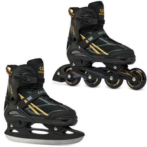 2in1 Inlineskates Inliner Schlittschuhe Croxer Radiant verstellbar (42-45 (27,5-29,5cm), Gold)