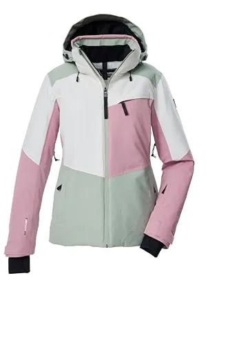 killtec KSW 39 WMN Ski Jacket - Damen Skijacke in hellem Salbei - Funktionsjacke für Damen, ideal für Skifahren. Mit 10.000 mm Wassersäule, atmungsaktiv und umweltfreundlich aus recyceltem Material. Perfekte Passform durch regulierbare Kapuze und rutschfesten Schneefang.