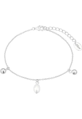 s.Oliver Armband 925 Sterling Silber mit Süßwasserzuchtperle - Elegantes Damenarmband aus 925 Sterling Silber, längenverstellbar von 17+3 cm, ideal für jeden Anlass. Kommt in einer edlen Geschenkbox.