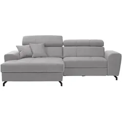 Ecksofa Silber aus Samt mit Liegefunktion