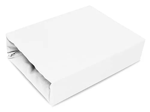 Best for Kids Spannbettlaken Spannbetttuch 100% Baumwolle Jersey in 22 Farben und 9 Größen (140x200, Weiß)