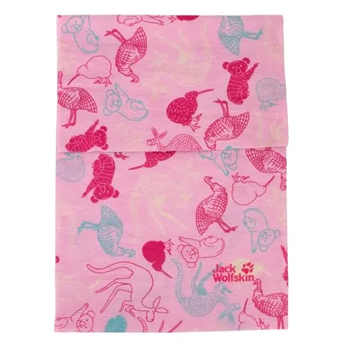 Jack Wolfskin Jungen Schlauchschal Kind Print Headgear Kids, Pink Tulip Allover, One Size, 1907771-7530