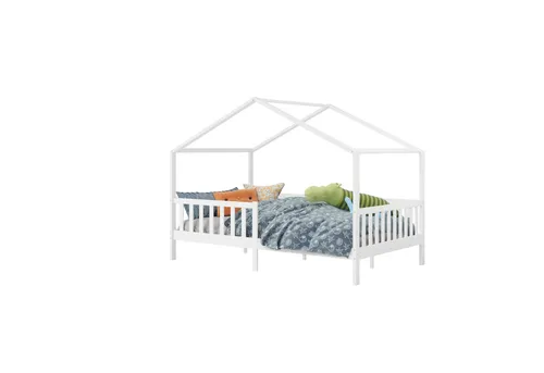 Bellabino Kinderbett Bia mit Rausfallschutz & Lattenrost (weiß, mit Matratze), Kinderbett aus Kiefernholz, verfügbar in 80x160/90/120/140x200 cm