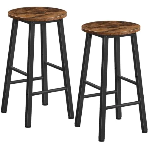 HOOBRO Barhocker 2er-Set, Barstühle, Küchenstühle, geeignet für Esszimmer, Küche, Bartheke, robust und stabil, Industrial Style, Vintagebraun-Schwarz EBF07BY01G1
