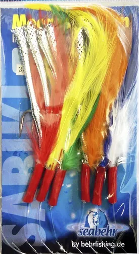 Behr Makrelensystem Makrelenvorfach 5 Haken Gr. 3/0 1,40m 0,50mm Makrelenangeln