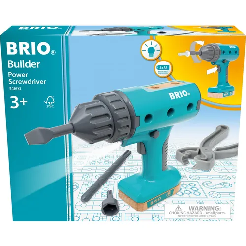 BRIO Builder - Akkuschrauber mit Taschenlampe, kreatives Spielzeug für angehende Baumeister mit 13 Teilen