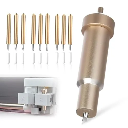 Premium Feinschnittklinge + Gehäuse, Ersatzklingen Kompatibel Explore Air/Air 2/Maker 3 Zubehör Klingen mit 60° 30° 45° Spitzenklingen (Gold)