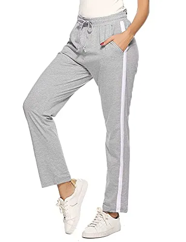 Irdcomps Damen Jogginghose Lang mit High Waist und Streifen