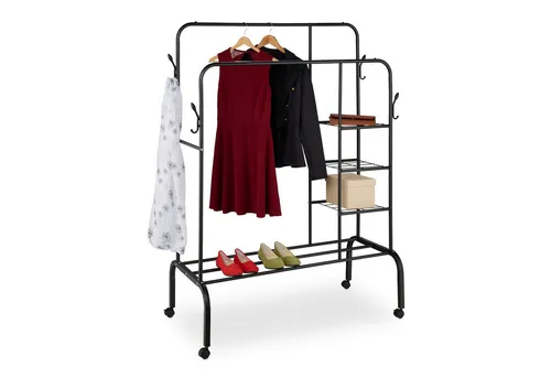 Kleiderständer Garderobenständer mit Doppelstangen in schwarz von Relaxdays