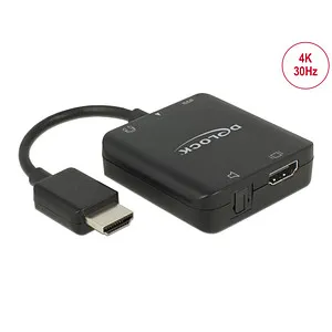 DeLOCK 4K compact - HDMI Audio Signal Extractor - HDMI-Audiosignal-Extractor in Schwarz, ermöglicht die Audioübertragung von 4K-Videoquellen für ein verbessertes Klangerlebnis.