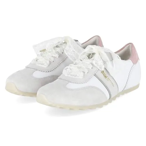 Paul Green 5508-029 Damen Sneaker Low aus Leder & Textil in Weiß-Kombi - Gr. 38 - Robuster Material-Mix mit hautfreundlicher Lederdecksohle. Trendige Retro-Optik und flexible Sohle für optimalen Komfort im Alltag.