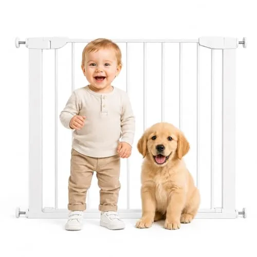 Fiducia Türschutzgitter Treppenschutzgitter erweiterbar bis 88 cm Ohne Bohren Hundegitter Türschutz für Ihr Baby & Haustier Türgitter Kindergitter (75-88 cm)