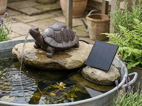Solar Springbrunnen Schildkröte Teichfigur mit Pumpe