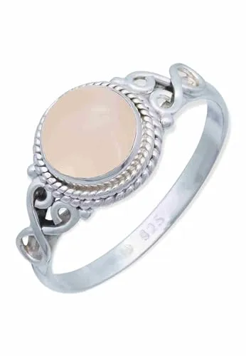 mantraroma Ring Damen Silber 925 Rosenquarz rosa verspielt