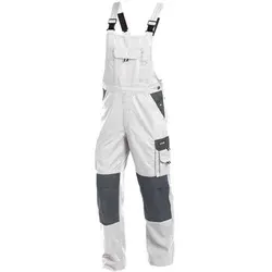 DASSY Versailles Latzhose Kniepolstert. 400124 6141 WEIß/ZEMENTGRAU Gr. 53 - Arbeits- & Schutzkleidung, zweifarbige Latzhose mit robusten Kniepolstertaschen für optimalen Komfort und Schutz bei der Arbeit.