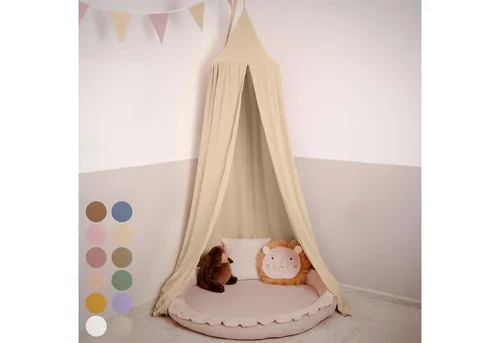 lilimaus Baldachin Kinderzimmer - 100% Baumwolle Musselin in 12 Farben - Baby Betthimmel aus hochwertigem, atmungsaktivem Musselin für eine gemütliche Atmosphäre im Kinderzimmer. Vielseitig einsetzbar, leicht montierbar und waschbar bei 30°C.