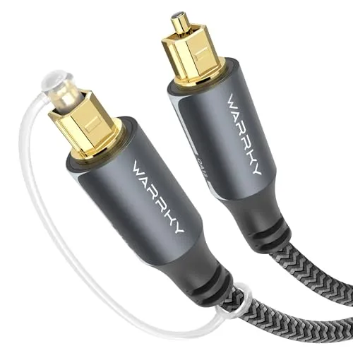 WARRKY 1M Optisches Kabel, Toslink kabel, [Nylon geflochten, Vergoldeter Stecker, Aluminiumhülse] Digital Optisch Audiokabel, Kompatibel mit LG/Samsung Soundbar, Stereoanlage, Heimkino, PS4, Xbox