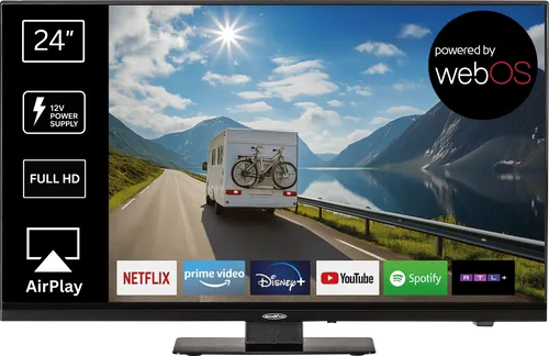 Reflexion LDDX22iBT_Black Smart TV - 22 Zoll Smart TV mit integriertem DVD-Player, ideal für Caravan und mobile Nutzung, unterstützt 12V/24V/230V, Bluetooth und WLAN für grenzenloses Entertainment.