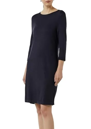 comma Strickkleid - Freizeitkleider für Damen, entspannt geschnittenes Strickkleid mit Rundhalsausschnitt und Rippblende für einen lässigen Look.