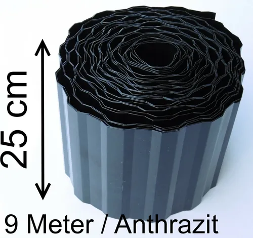 Rasenkante Beetrand Beeteinfassung Rasengrenze Schwarz Anthrazit 9 x 25