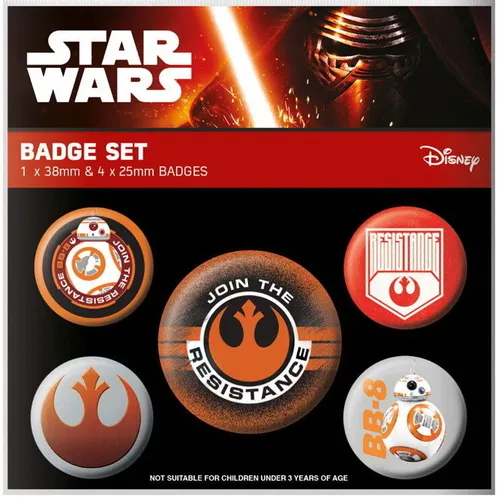 Star Wars Episode VII Ansteck-Buttons 5er Join Resistance - 2,5 & 3,8cm - NEU