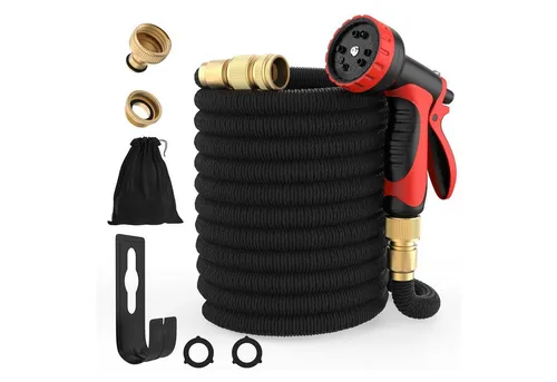GENTOR Gartenschlauch Premium 30m - Flexibler Gartenschlauch mit 10 Funktionen, ideal für Garten, Autowäsche und mehr. Inklusive Halterung und 2x Messing Adapter für vielseitigen Einsatz.