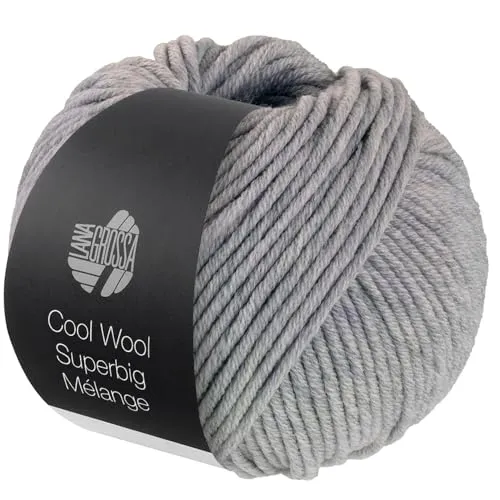LANA GROSSA Meilenweit Superbig Melange | Extrafeine Merinowolle, waschmaschinenfest und filzfrei | Handstrickgarn aus 100% Schurwolle (extrafine) | 50g Wolle zum Stricken & Häkeln | 80m Garn FB 216