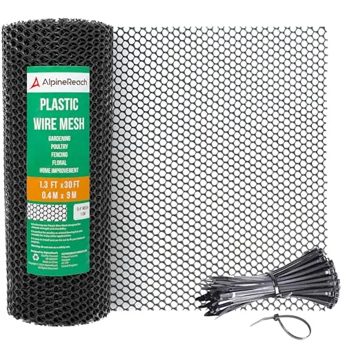 AlpineReach Kunststoff-Drahtgeflecht, 0,4m x 9m Rolle – ideal für Geflügel, Hunde, Kaninchenbarriere & Gartenarbeit – strapazierfähiges Hühnergeflecht – vielseitige Lösung für Zaun und Netz